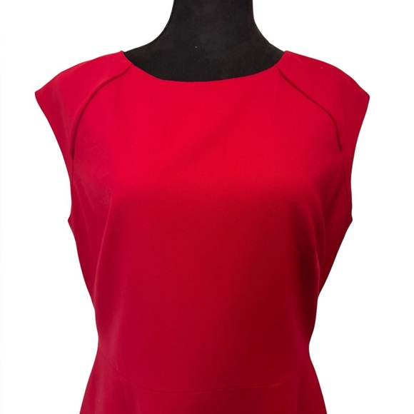 Tahari Sleeveless Shift Wool Blend Dress Red - Picture 3 of 12